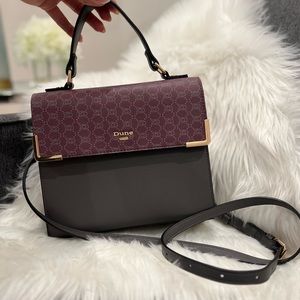 NEW! DUNE LONDON Plum & Gray Crossbody Handbag Purse NWOT